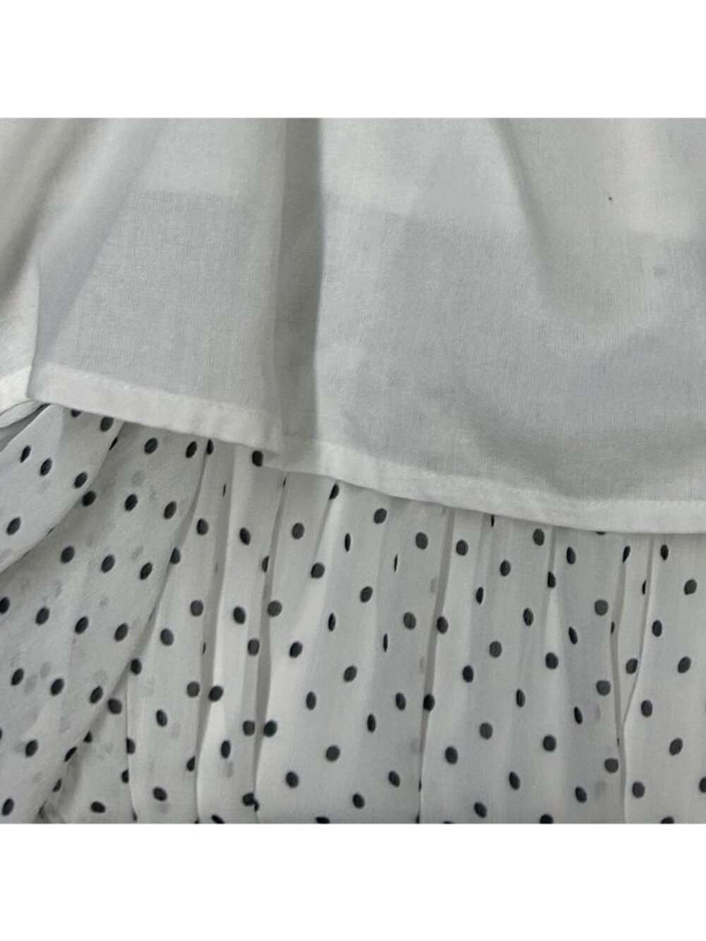 ANTHROPOLOGIE Long Sleeve Smocked Tiered Maxi Dress L White/Black Polka Dot - Picture 12 of 16